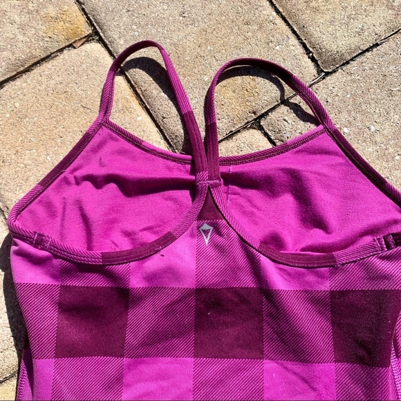 Ivivva girls racerback tank top purple checkered squares plaid size 12 - Picture 4 of 6